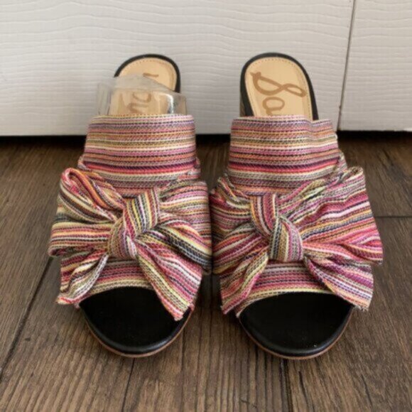 Sam Edelman Yumi Striped Bow Heeled Mule - Picture 3 of 11